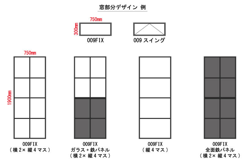 アイアン窓やアイアンドアを組み合わせてアイアンパーテーションとして設置する場合を　イラストでご紹介