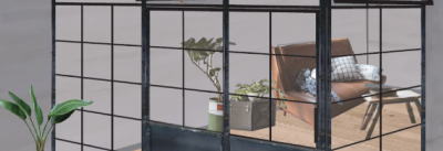 アイアン窓やアイアンドアを組み合わせてアイアンパーテーションとして設置する場合を　イラストでご紹介